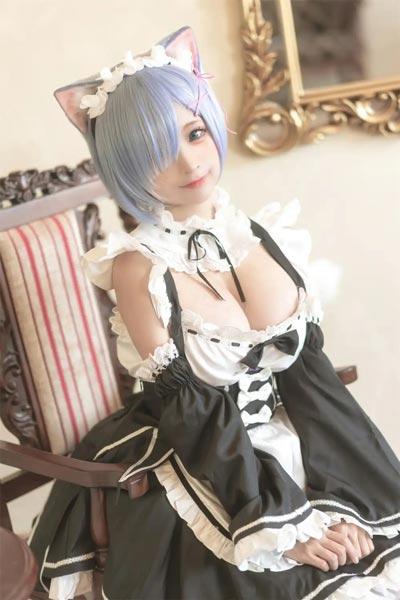 蠢沫沫猫耳蕾姆cosplay图片高清写真[33P311.45MB]-这个蕾姆该丢！